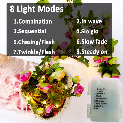 Guirnalda De Luces Decorativas De Flores, 8 Modos De Luz, 6 1