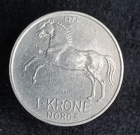 Noruega 1 Corona 1973 Exc Km 409 Animal Caballo 0