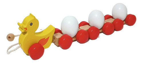 Pato Juguete Arrastre Madera Montessori Huevos C/ Movimiento 0