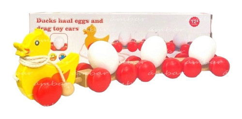 Pato Juguete Arrastre Madera Montessori Huevos C/ Movimiento 1