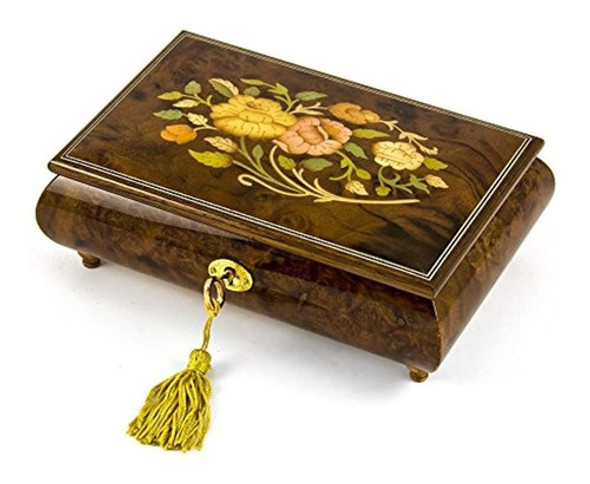 Hecho A Mano 18 Nota Italiano Nogal Incrustacion De Flores 0