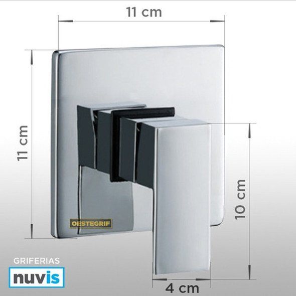 Set Ducha Monocomando Embutir + Flor Cuadrada 30 Caño 52 Cm 1