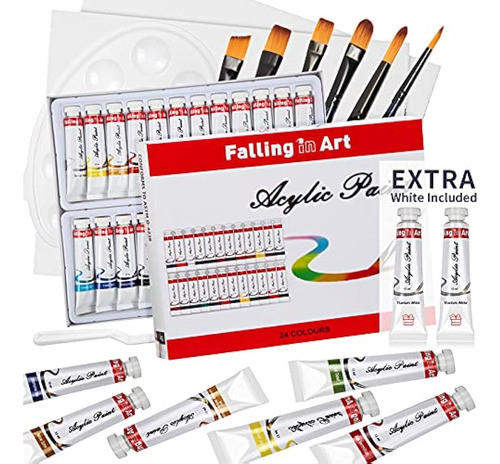 Juego De Pintura Acrílica Falling In Art 26 Tubos Con Lienzo 0
