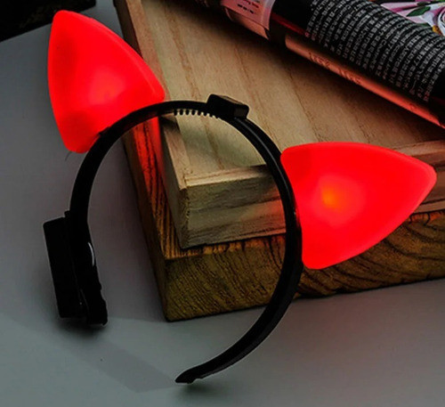 5 Vinchas Orejas De Gato Plasticas Con Luz Led 1