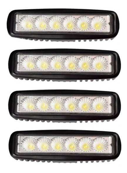 Kit 4 Faros Barra 6 Leds Luz Auxiliar Accesorio Moto 0