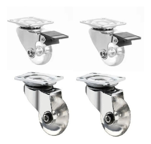 4x Rodinhas De Silicone 35mm 2 Com Trava 2 S/ Trava Multiuso 0