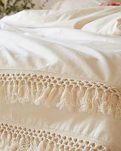 Blanco Edredón De Borla Algodón Full Queen 80inx86in 0