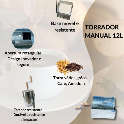 Torrador De Café 12 L Manual Caseiro Fogão A Lenha Gás 1
