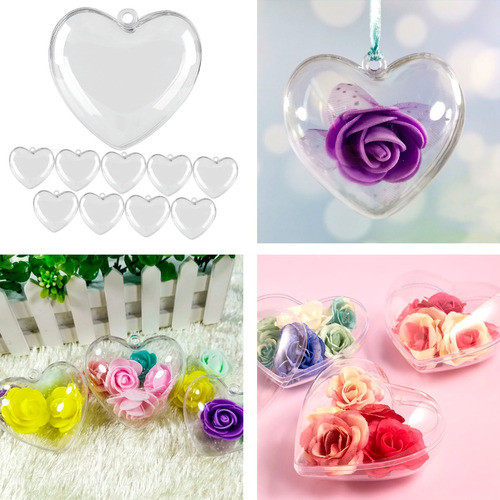 Corazon Plastico Transparente Encastrable 8cm X 12 Unidades 0