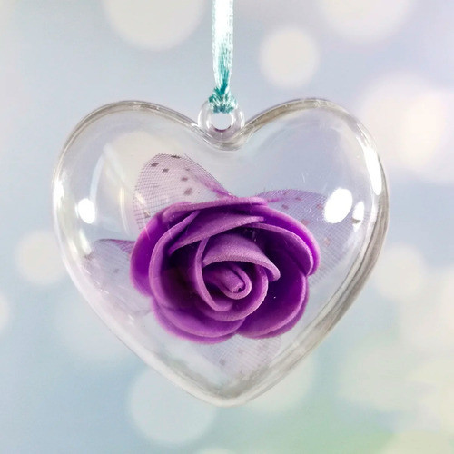 Corazon Plastico Transparente Encastrable 8cm X 12 Unidades 1