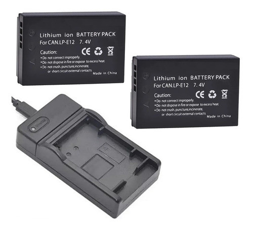 Cargador Usb +2 Baterías Lp-e12  Para Canon 100d/m200/100/50 0