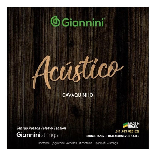 Encordoamento Cavaquinho Giannini Acustico Pesada Gescpa 1