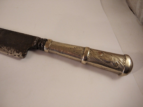 Cuchillo Criollo Antiguo Cabo En Plata Riograndense Forjado 1