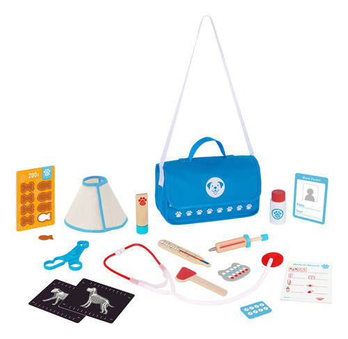 Set Valija Doctor Veterinario Madera Estetoscopio Accesorios 0