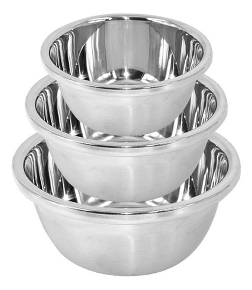 Set X3 Bowls Batidor Batir Acero Inox Reforzado Reposteria 0