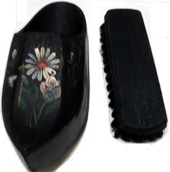 Antiguo Cepillo Lustra Zapatos Con Sueco De Madera 0