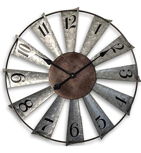 Molino De Viento De 24 Pulgadas Relojes De Pared De Metal En 0
