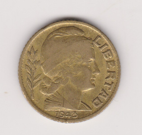 Moneda Argentina 10 Ctvs Año 1943 Janson 206 Muy Bueno + 0