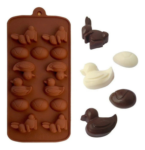 2 Moldes Mini Huevos De Pascua- Conejo-pato Bombón Chocolate 0