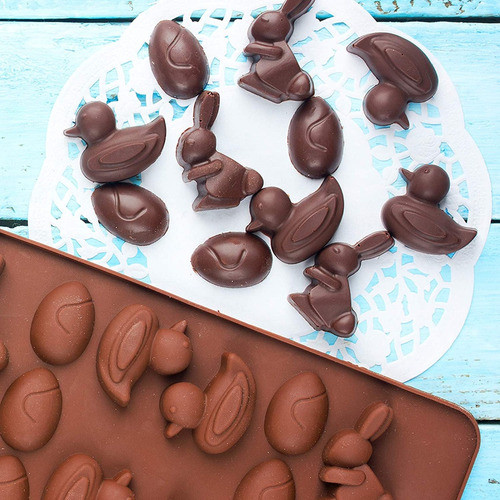 2 Moldes Mini Huevos De Pascua- Conejo-pato Bombón Chocolate 1