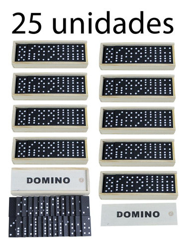 Kit 25 Dominó De Madeira Mdf Simples Com 28 Peças 1