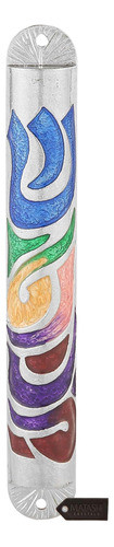 Matashi Hand Painted Multi Color Enamel 6 Inch Mezuzah Embel 0