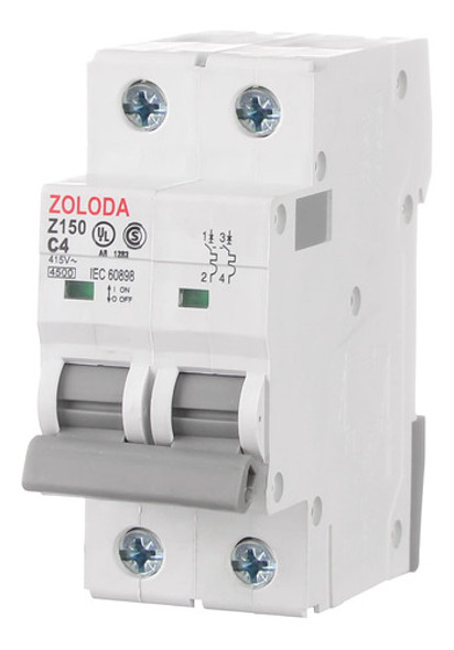 Interruptor Termomagnetico Zoloda Acb204c4,5 2polos 4a 4,5ka 0