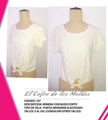 Molde Digital Remera Con Nudo Patron Pack Talles S A Xxl 1
