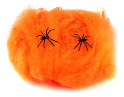Tela De Araña Mediana 2 Arañas Naranja X 2 Packs Halloween 0