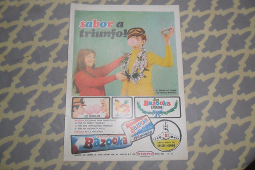 Antigua Publicidad Anteojito Chicle Globo Bazzoka Stani Golo 0