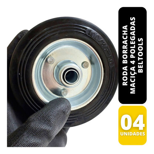 4 Rodas Borracha Maciça 4  - 100mm Rolamento Rolete Beltools 1