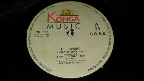 Hi Power Cult Of Snap Vinilo Maxi Spain 1990 Muy Buen Estado 1