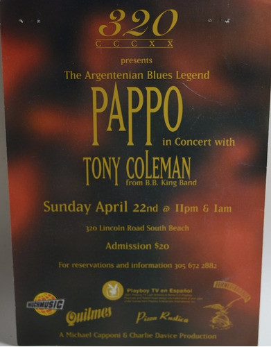 Tarjeta De Recital De Pappo En Usa Con Tony Coleman En 320 1