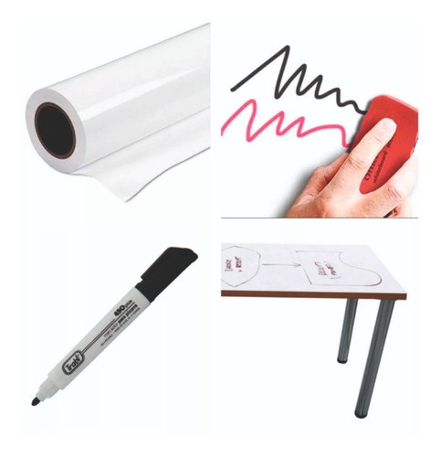 Kit Vinilo Pizarra Blanca Laminada+fibron+borrador Laminada! 1
