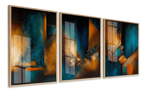 Quadros Decorativos Abstrato Moderno Luxo Moldura E Vidro 0