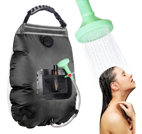 Bolsa De Ducha Portatil Solar Negra 20l Para Camping 0