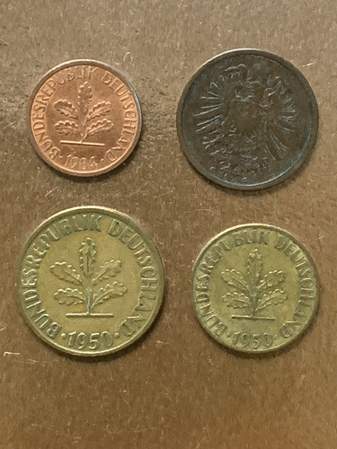 Robmar- Lote De 4 Monedas Alemania De 1..2..5..y 10 Pfennig 0