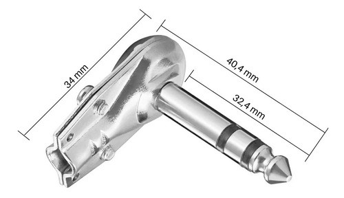 Ficha Conector Plug 6,5 Estereo 90 ° Acodado Metal Instrumen 1