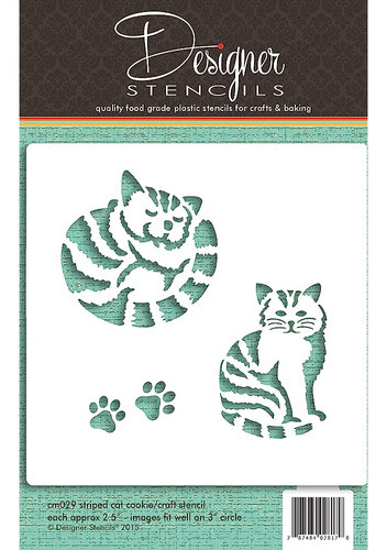 Galleta De Gato Rayada Y Plantilla Artesanal De Designer Ste 0