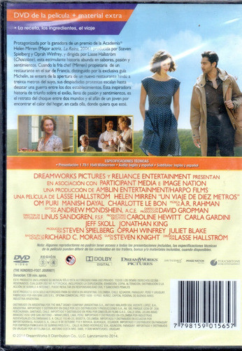 Un Viaje De Diez Metros - Dvd Nuevo Original Cerrado - Mcbmi 1