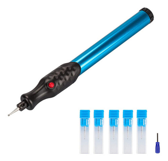 Lapiz Grabador Inalambrico A Pila P/metal,cuero,madera/ Azul 0