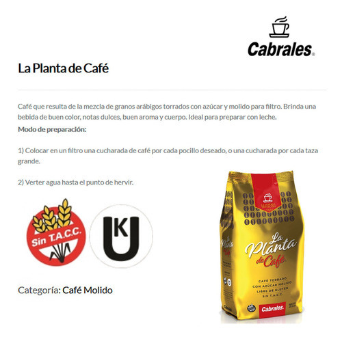 Cabrales La Planta De Cafe Molido S/tacc X12 - 01mercado 1