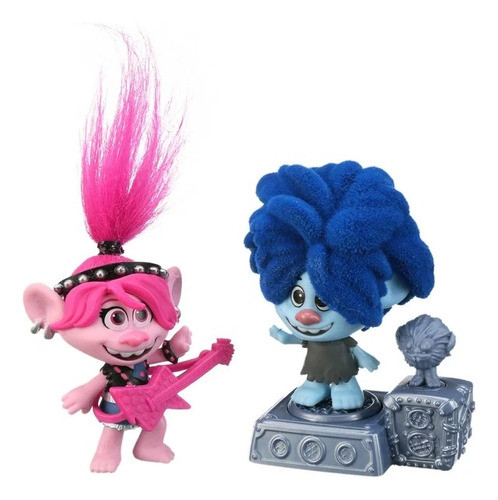 Trolls X2 Muñecos Rock City Bobble Con Accesorios 1