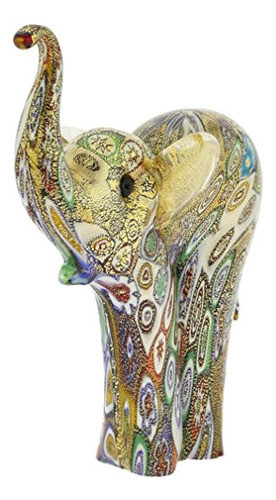 Glassofvenice Colcha Dorada De Cristal De Murano Elefante Mi 1