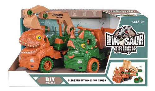 2 Camiones Dino De Construcción Desmontables 0