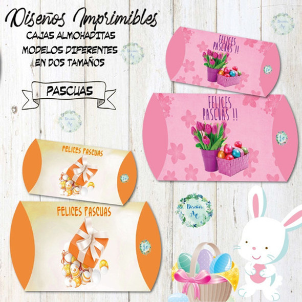 Kit Imprimible Cajas Almohaditas Pascuas 1