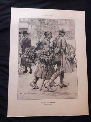 Antiguo Dibujo Jsimont. L' Illustration Año 1917 Frente Lila 0