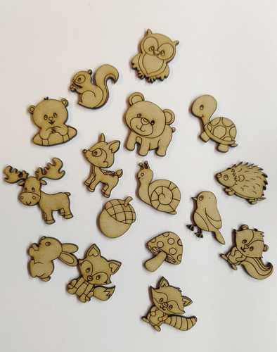 50 Animales Del Bosque 10cm Fibrofacil Mdf Souvenirs 1