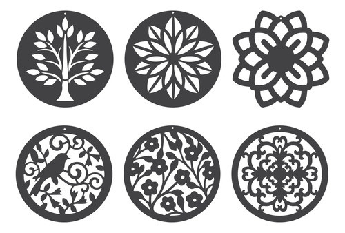 Mandala Aplique Colgante 30x30cm X6ud Chapa Decorativa 0