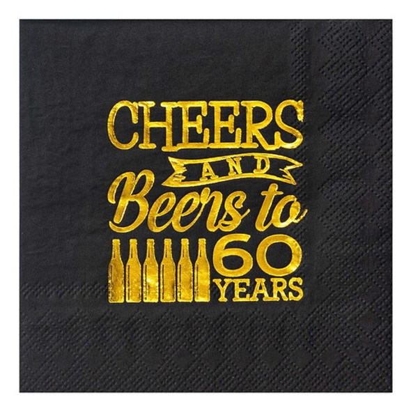 Crisky Cheers To 60 Years 60th Birthday Napkins Black And Go 0